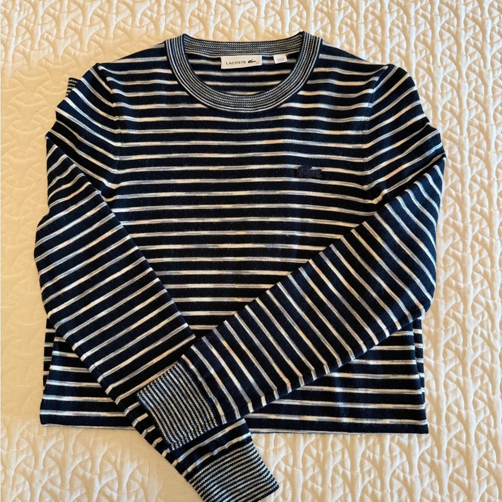 Lacoste Blue and White Striped Knit Dress